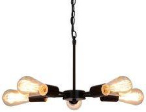 Czarna lampa wisząca 5-płomienna do salonu SPARTA metal