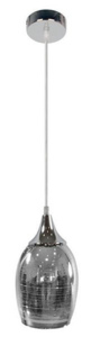 Srebrna lampa wisząca szklany klosz do salonu MARINA chromowa