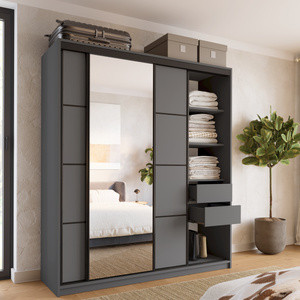 WYPRZEDAŻ Trzydrzwiowa szafa przesuwna z lustrem do sypialni 180 cm LOFT