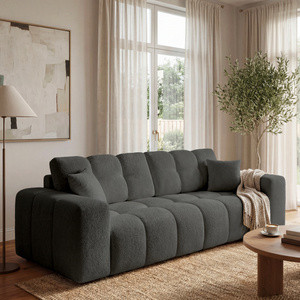 Sofa z funkcją spania rozkładana z pojemnikiem do salonu NEBU grafit