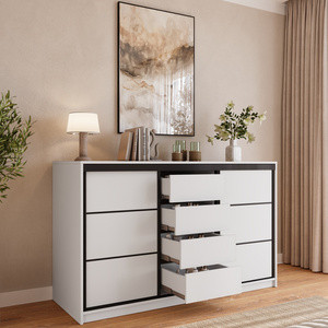 Biała komoda przesuwna 160 cm z szufladami do sypialni LOFT