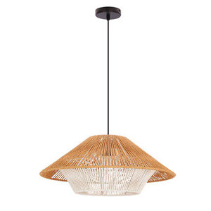 Czarna lampa wisząca z abażurem beżowo-białym do salonu AFRICA 50 E27