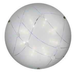 Biały plafon sufitowy LED do salonu DUCA szkło metal 30 cm