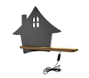 Szary kinkiet LED z półką do pokoju dziecka IQ Kids House drewno MDF