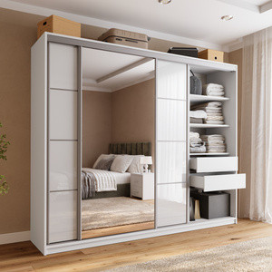 Szafa przesuwna 250 cm z lustrem biały połysk TOP