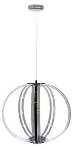 Biała lampa wisząca kula LED do salonu CANSAS paski 44 cm