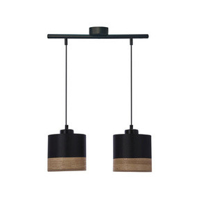 Czarna lampa wisząca z abażurem do salonu PORTO 2xE27