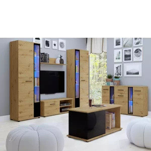 WYPRZEDAŻ Meble do salonu z komodą i ławą dąb artisan CUBE XL