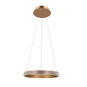 Złota lampa wisząca LED 40 cm do salonu HASHIM kryształki bezbarwne