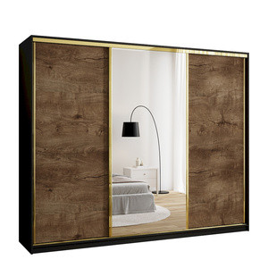 WYPRZEDAŻ Pojemna szafa przesuwna z lustrem 250 cm GOLD NEW glamour