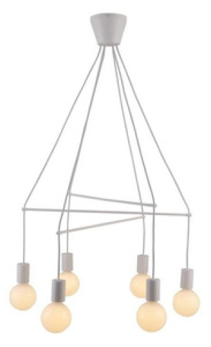 Biała lampa wisząca 6-płomienna do salonu ALTO metal
