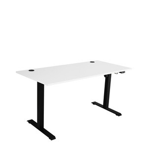 Białe biurko regulowane elektrycznie 138x67 cm MULL metalowe nogi