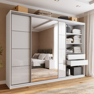 WYPRZEDAŻ Szafa przesuwna 280 cm z lustrem biały połysk TOP