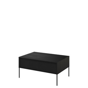 Stolik kawowy czarny z ryflowanymi frontami do salonu 70x100 cm TREND