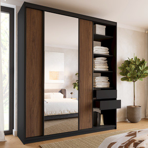 WYPRZEDAŻ Wysoka szafa przesuwna z lustrem 200 cm do sypialni LOFT MAX orzech