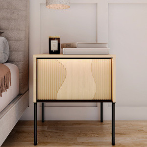 Szafka nocna 46 cm z LED FLOW dąb vincenza metalowe nogi