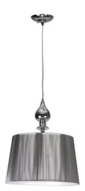 Srebrna lampa wisząca z abażurem nitkowym do salonu GILLENIA metal