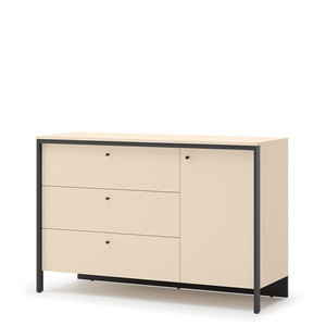 Komoda do sypialni 136 cm z szufladami oświetlenie LED beżowa ENNA