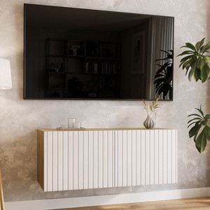 Wisząca szafka rtv 100 cm ryflowana LORI do salonu z półkami