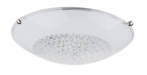 Biały plafon LED z kryształkami do salonu PRISTINA 40 cm
