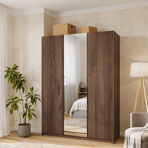 Trzydrzwiowa szafa uchylna z lustrem 150 cm ASAN orzech