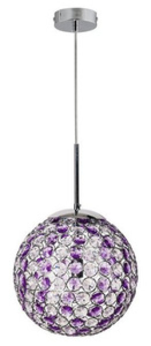 Fioletowa lampa wisząca z regulacją wysokości do salonu STARLET chrom