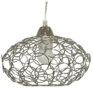 Srebrna lampa wisząca sufitowa 1-punktowa do salonu PINIA metal