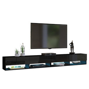 Szafki pod telewizor czarne połysk 280 cm PREMIUM QUAD