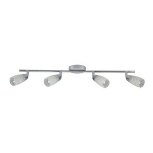 Srebrna lampa sufitowa reflektor sufitowy 4-płomienna do salonu LAUFER metal szkło