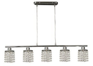 Srebrna lampa wisząca z kryształkami 5xG9 do salonu ROYAL metal-szkło