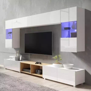 Meblościanka do salonu biały połysk MODERN 24