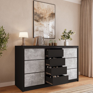 Komoda do sypialni 160 cm z drążkami i szufladami LOFT beton
