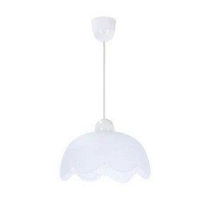 Biała lampa wisząca do salonu BRATEK szklany klosz 25 cm