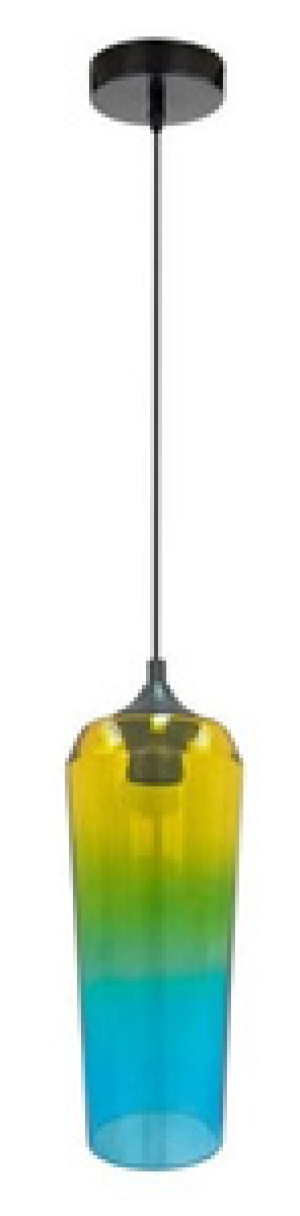 Żółta zielona lampa wisząca regulowana do salonu EOL metal szklany klosz