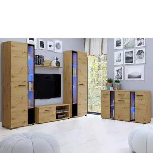 WYPRZEDAŻ Nowoczesna meblościanka z komodą dąb artisan Cube XL