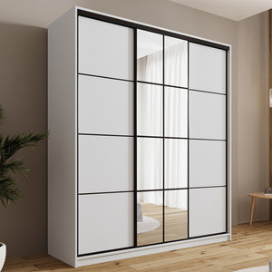 WYPRZEDAŻ Biała nowoczesna szafa przesuwna z lustrem 180 cm EDGE