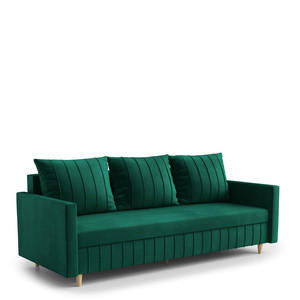 Welurowa sofa do salonu z funkcją spania i pojemnikiem FOCUS