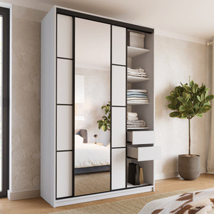 Biała wysoka szafa przesuwna z lustrem 150 cm LOFT MAX
