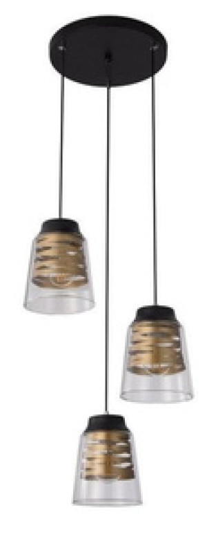 Czarna lampa wisząca loft 3-punktowa do salonu FRESNO szkło