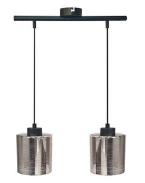 Srebrna lampa wisząca 2-punktowa do salonu COX metal-szkło
