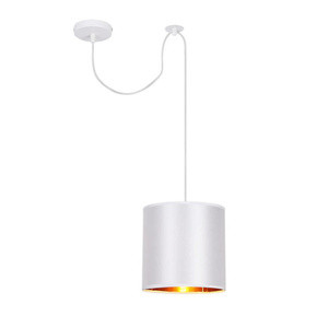 Biała lampa wisząca z regulacją wysokości do salonu ATLANTIS tkanina