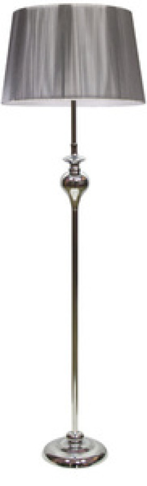 Srebrna lampa podłogowa z abażurem nitkowym do salonu GILLENIA metal