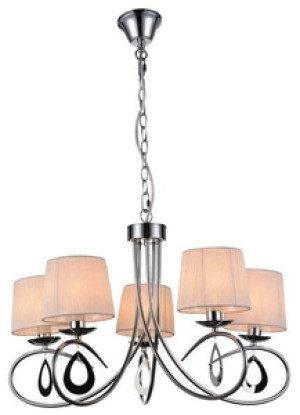Srebrny żyrandol lampa wisząca 5-płomienna do salonu ARNIKA