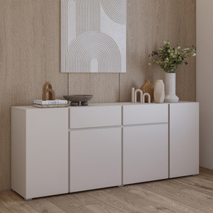 Komoda z szufladami 195 cm i półkami do salonu ASYMETRIC kaszmir