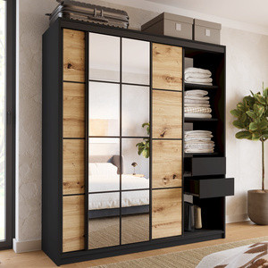 Loftowa trzydrzwiowa szafa przesuwna z lustrem 180 cm EDGE