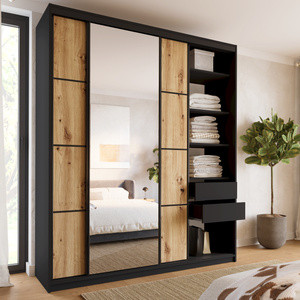 WYPRZEDAŻ Duża szafa przesuwna z lustrem 200 cm LOFT MAX dąb artisan