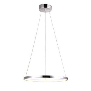 Srebrna lampa wisząca LED 18W ring 29 cm do salonu LUNE metal