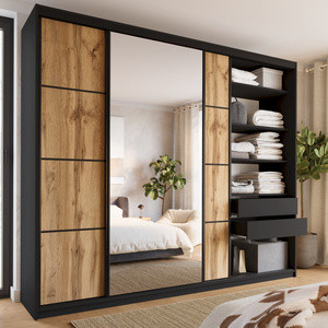 WYPRZEDAŻ Duża loftowa szafa przesuwna z lustrem 280 cm LOFT MAX