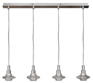 Chromowana lampa wisząca regulowana do salonu Rastek 4-punktowa