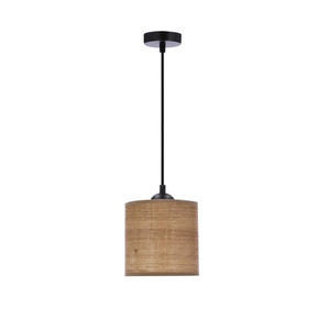 Brązowa lampa wisząca z abażurem do salonu LEGNO orzechowy